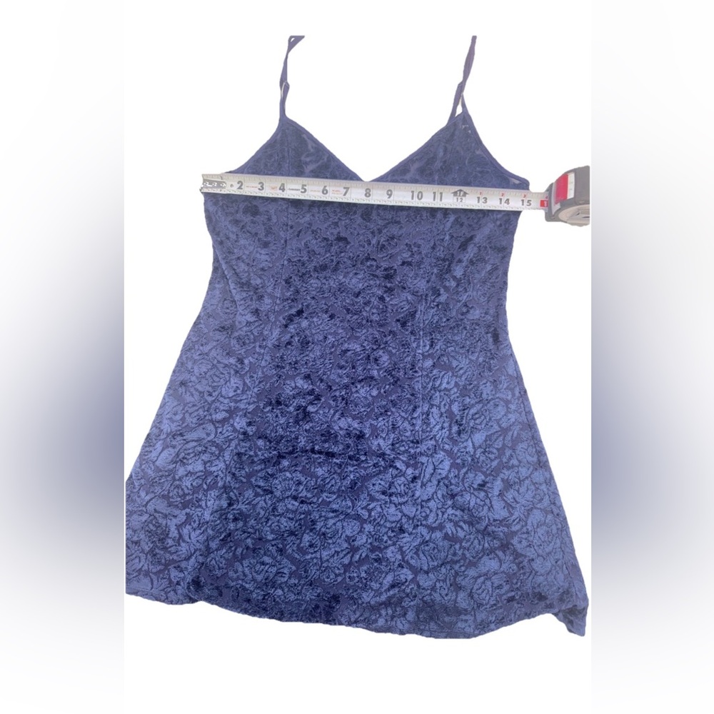 Vintage Victoria's Secret Midnight Blue crushed velvet Lace Chemise babydoll